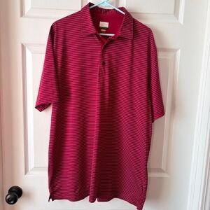 Greg Norman Mens XL PlayDry Striped Golf Polo Shirt Red Short Sleeve G7XSK454